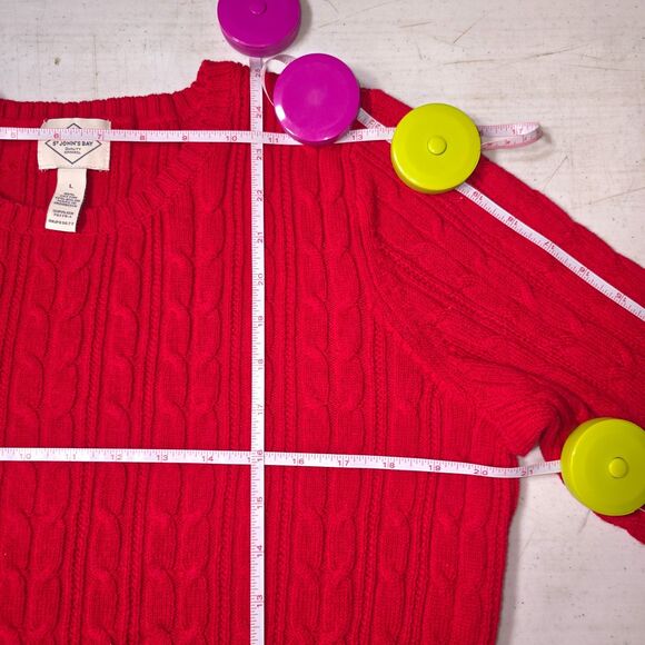 ST JOHNS BAY Chunky Cable Knit Sweater Women Large Nylon Classic NormCore Preppy - Picture 4 of 15